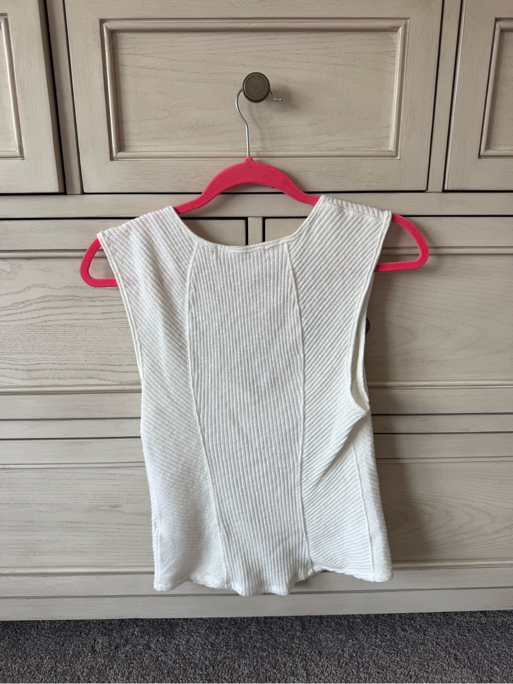 Free People Cream Ribbed Square-Neck Tank Top - Picture 2 of 2